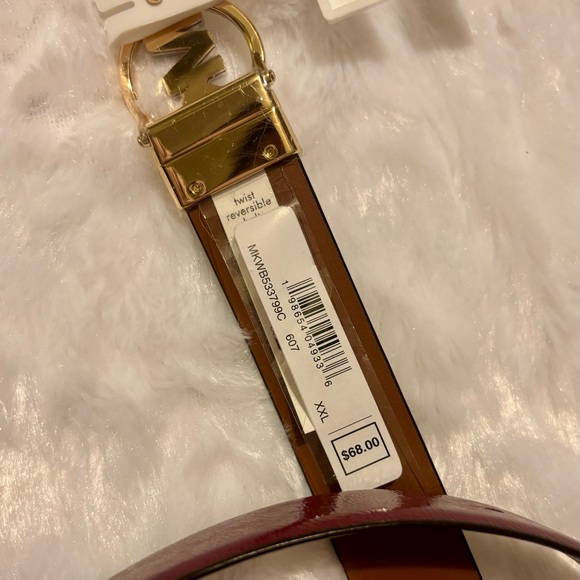 Michael Kors Burgundy Belt with Gold MK Buckle - Picture 2 of 3